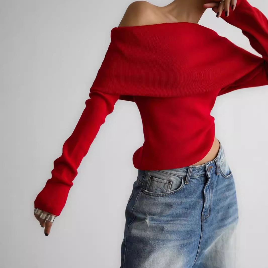 Women Elegant Off-Shoulder Top with Smooth Texture and Bell Sleeves Ivyshape