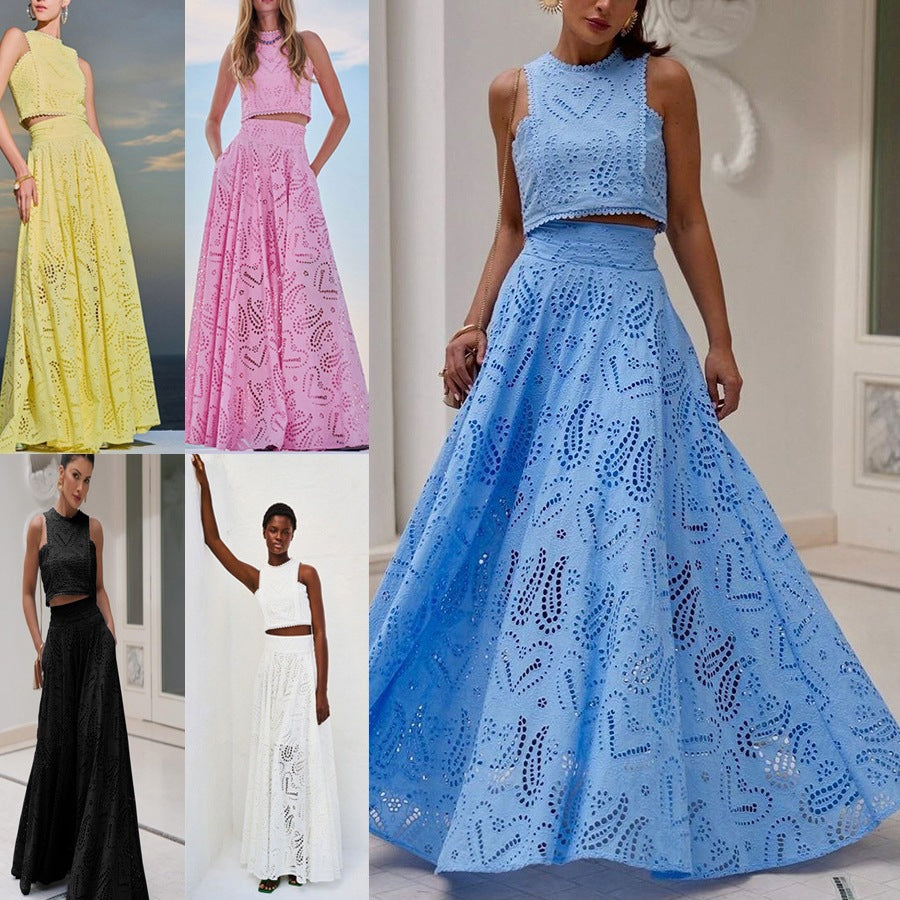 Women Elegant Two-Piece Set with Airy Lace Structure Ivyshape