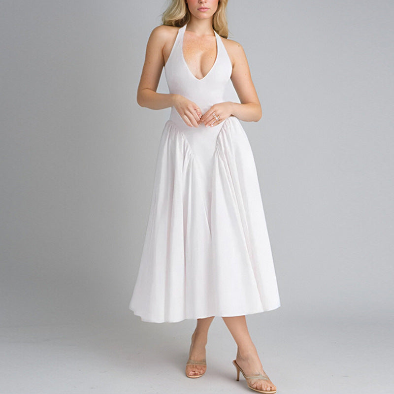 IvyShape | Halter Deep V Pleated New Year Gift Dress