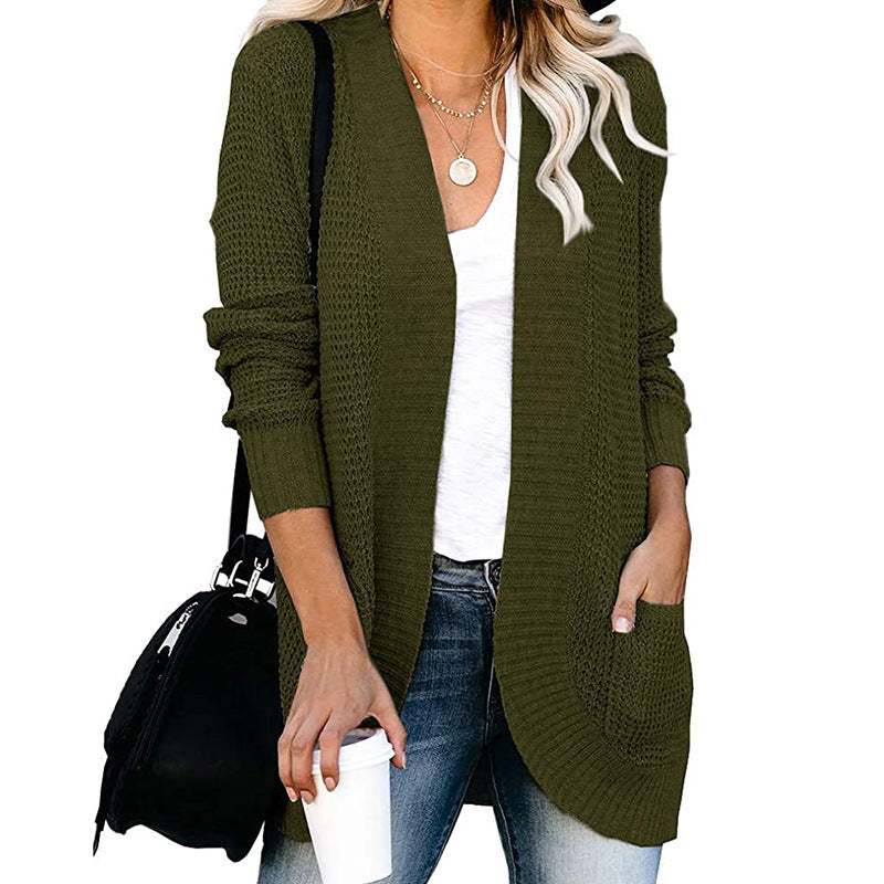 Women casual cardigan with pockets and open front Ivyshape