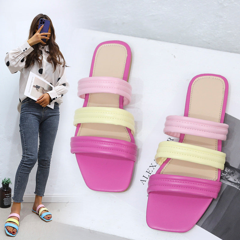 Ladies fashionable slides with wide straps Ivyshape