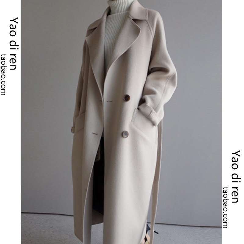 Ivyshape | Over-The-Knee Belt Wool Coat