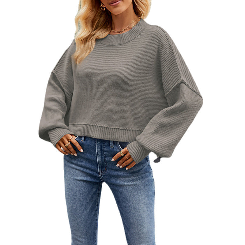 Ivyshape | V-Neck Dropped Shoulder Sweater