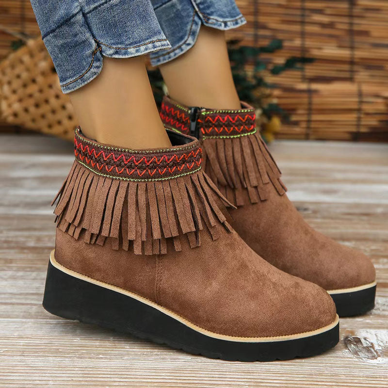 Ivyshape | Women's Tassel Ankle Boots Winter