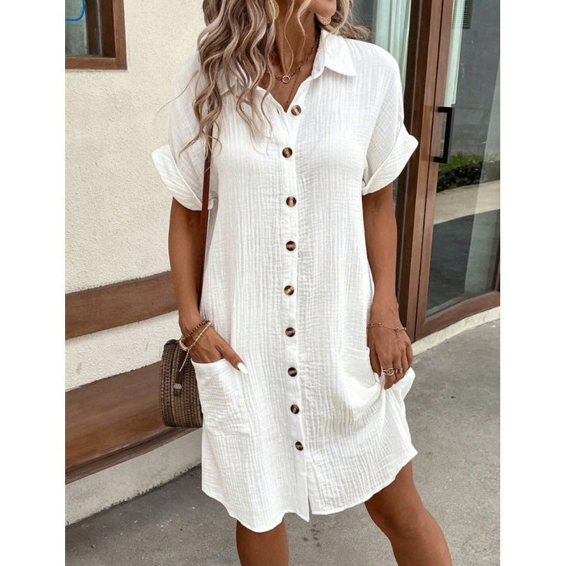 Women's Button Closure Shirt Dress Ivyshape