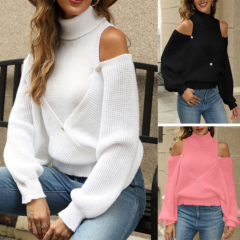 IvyShape | Off-Shoulder Solid Color Knit Blouse