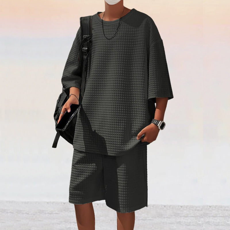 Men's Leisure Sport Set with Loose Fitting Top and Breathable Shorts Ivyshape