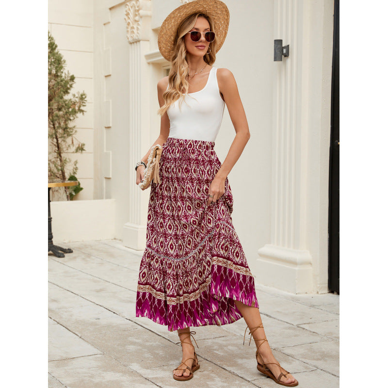 Women Bohemian Tiered Maxi Skirt Ivyshape