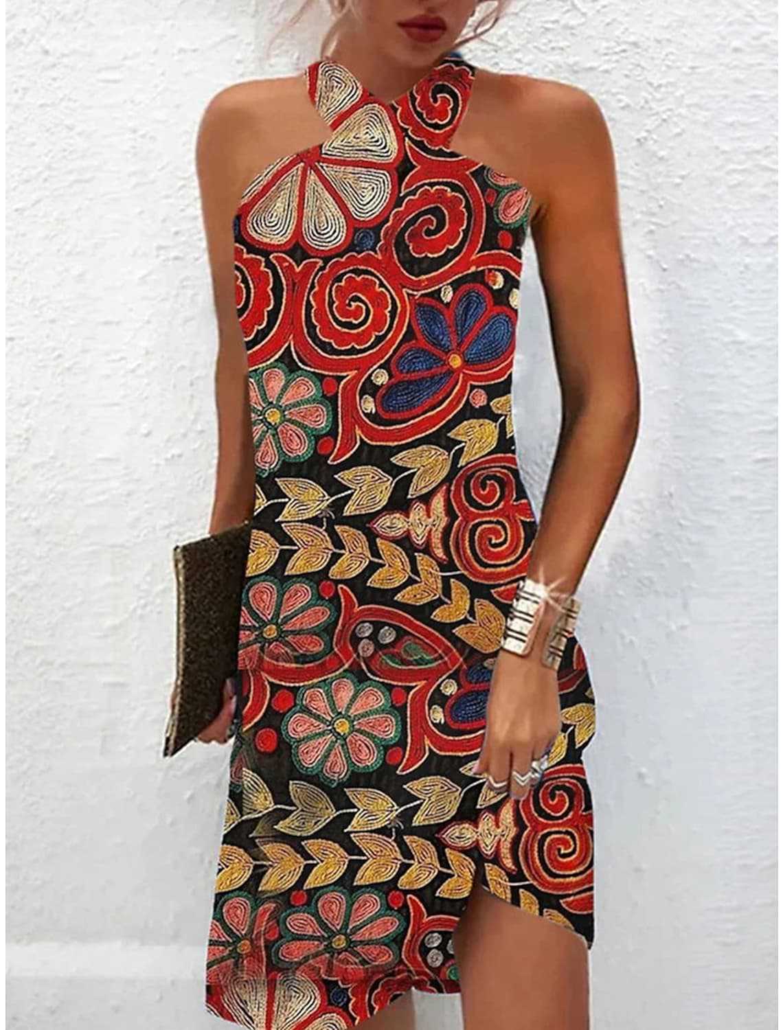 Women's Short Dress with Creative Circle Design Ivyshape