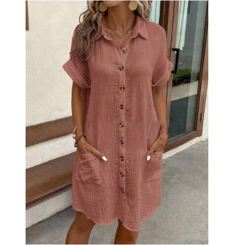 Women's Button Closure Shirt Dress Ivyshape