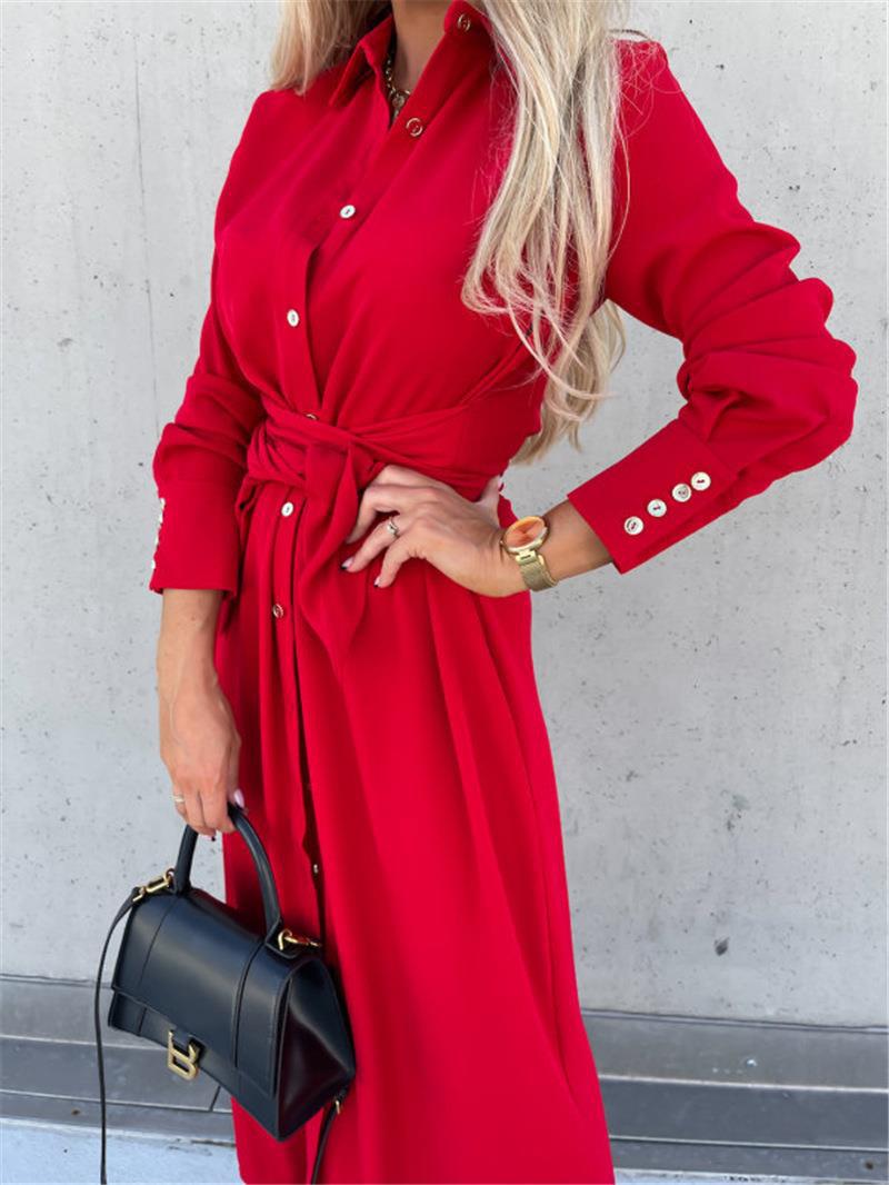 IvyShape | Solid Color Long Sleeve Swing Dress