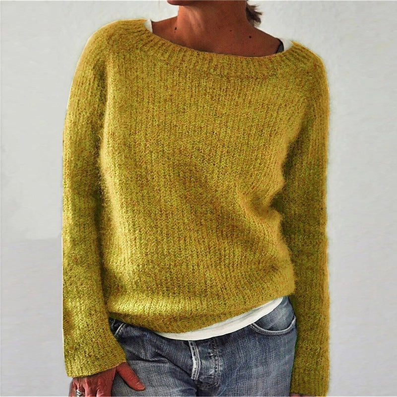 IvyShape | Basic Round Neck Fashion Versatile Knitted Sweater