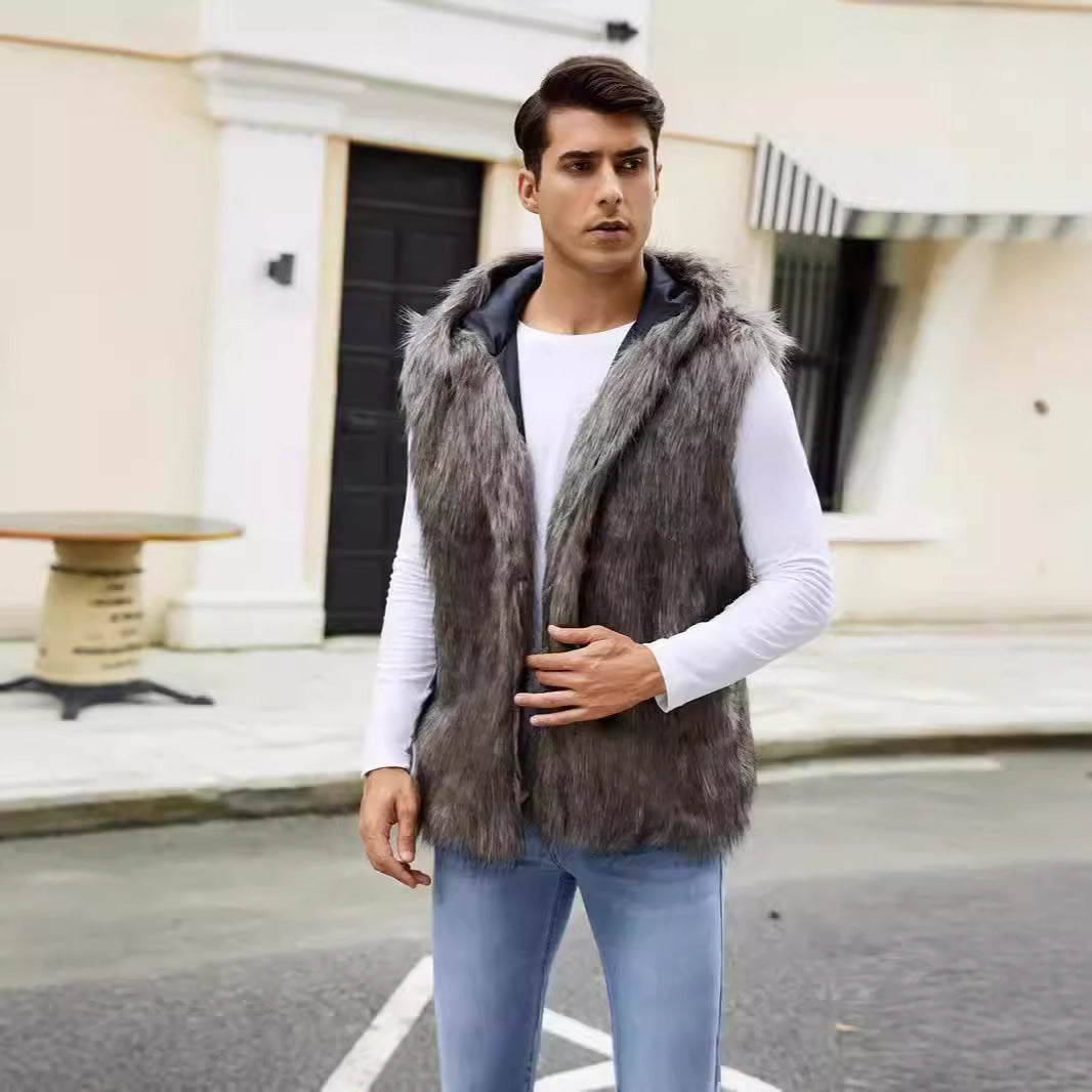Men's Fashion Faux Fur Vest Ivyshape
