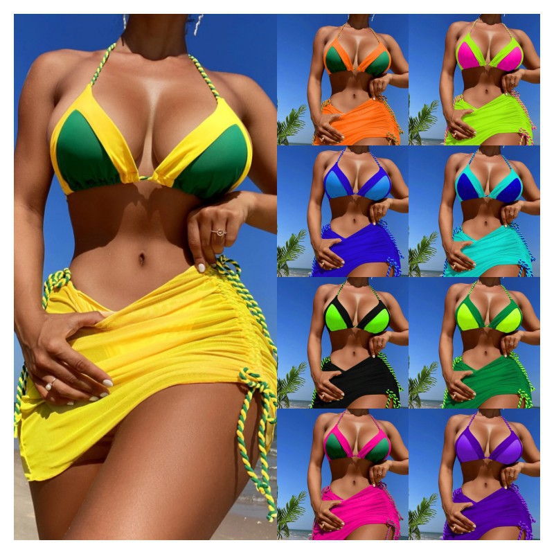 Women's bikini set with adjustable triangle top and refined skirt Ivyshape