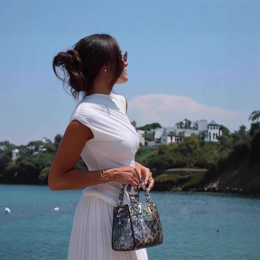 Women Elegant, tailored Maxi dress with asymmetric neckline Ivyshape