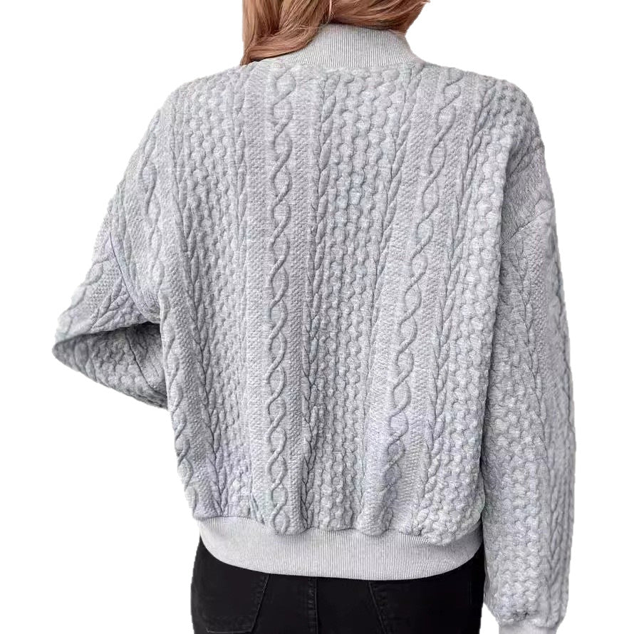 Women’s cardigan in trendy bomber style with button closure Ivyshape