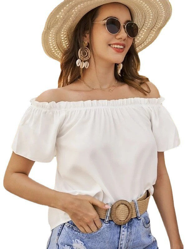 Women Off-Shoulder Ruffle Shirt Ivyshape