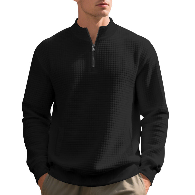 Men's sweatshirt with half zip and textured design Ivyshape