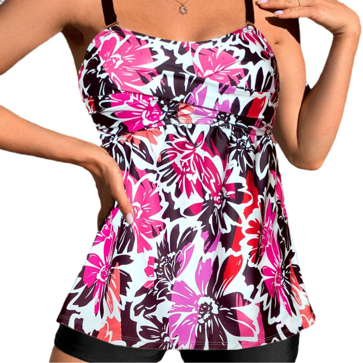 Ladies Athletic Swimwear with Floral Pattern Ivyshape