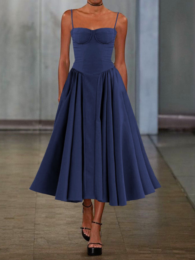 Women Elegant A-Line Midi Dress Ivyshape