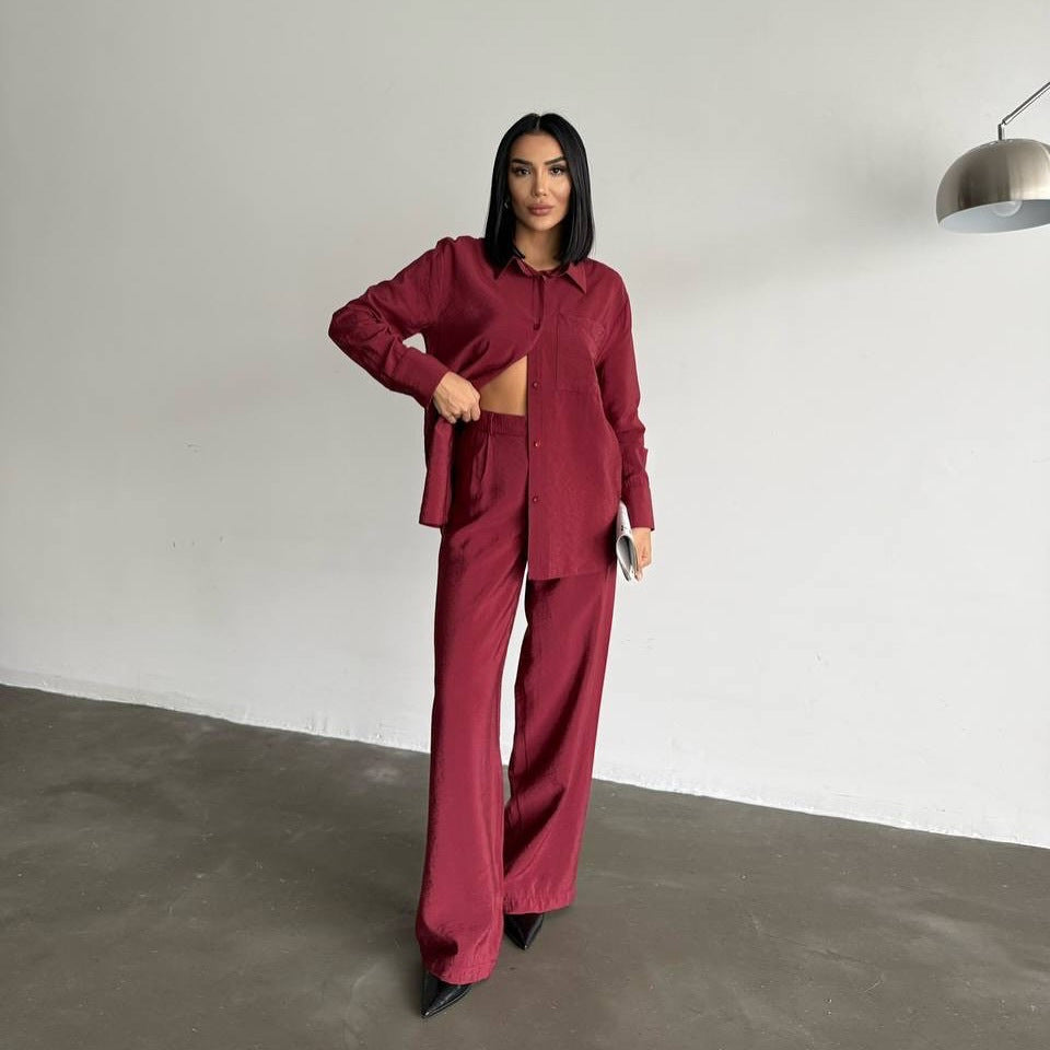 Women’s Long-Sleeved Silk Shirt with Fine Texture Ivyshape