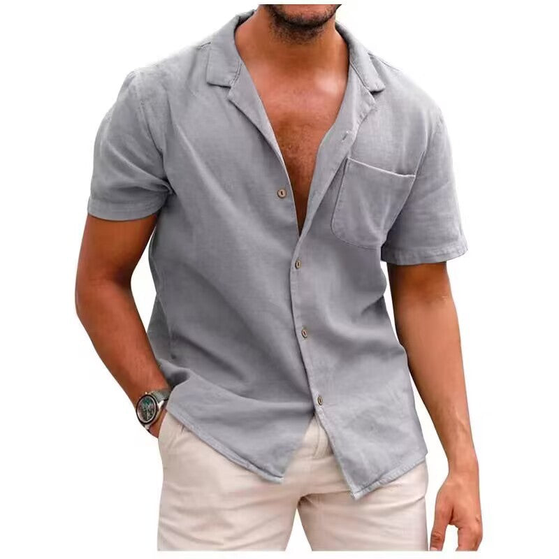 Men's Summer Short-Sleeve Shirt made of Lightweight Linen Fabric Ivyshape