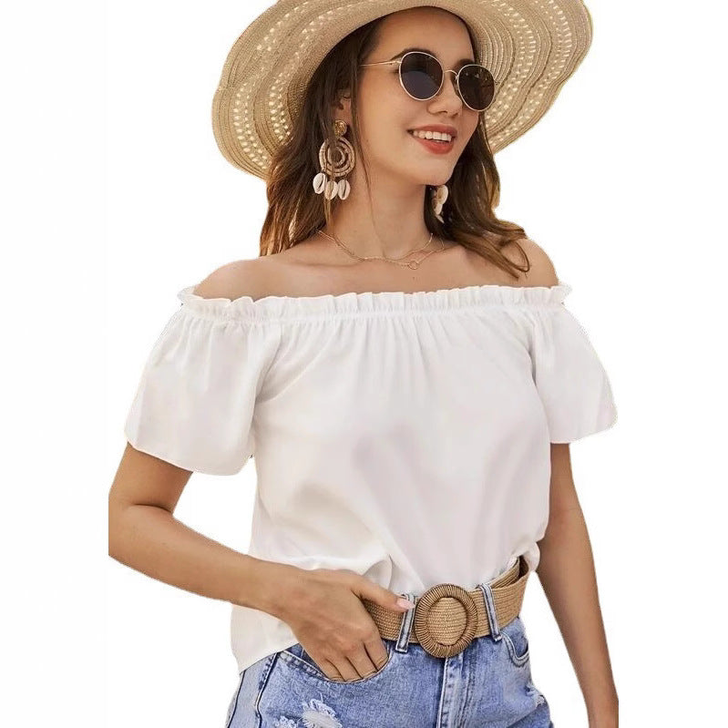 Women Off-Shoulder Ruffle Shirt Ivyshape