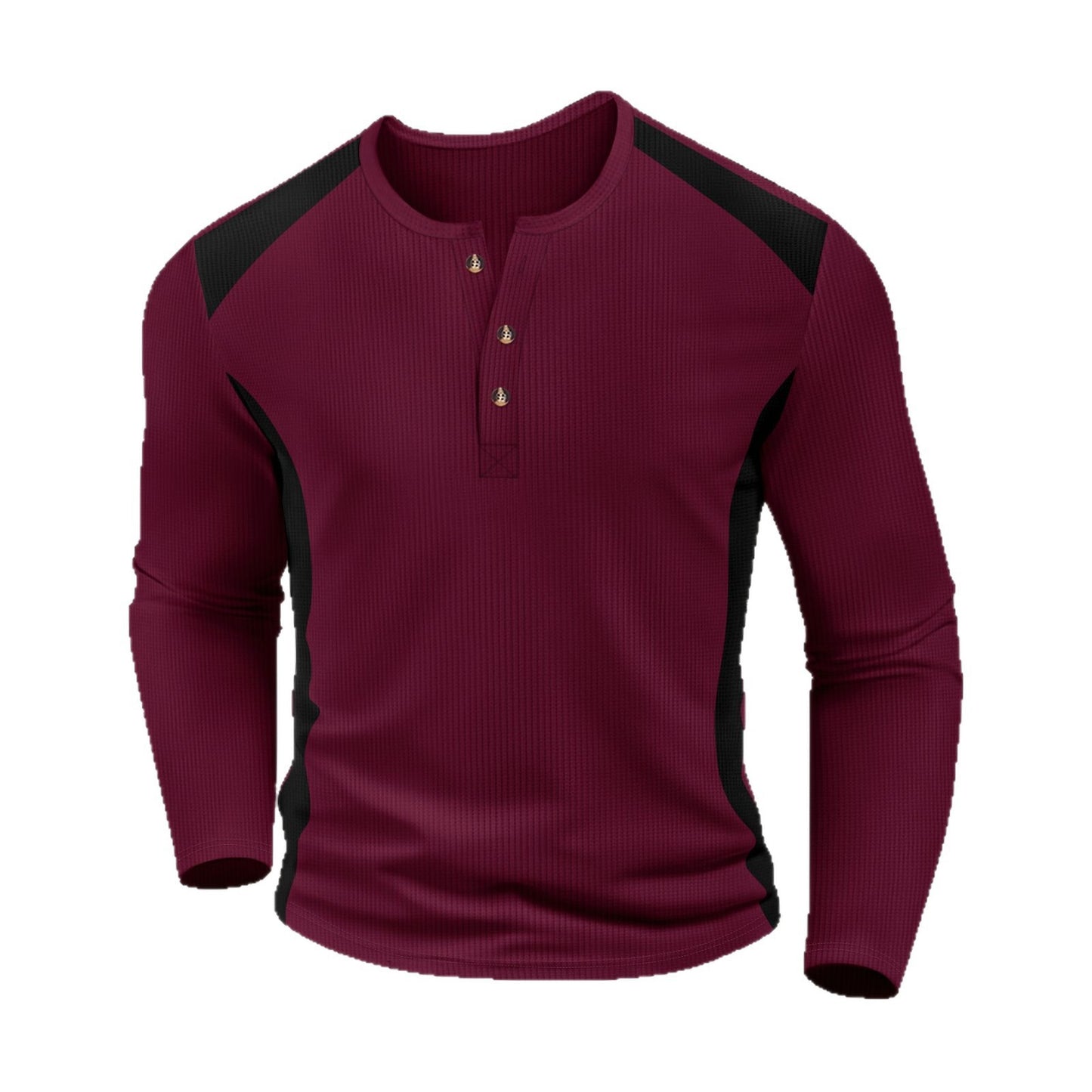 Men's long sleeve Henley shirt made of breathable material with contrast details Ivyshape
