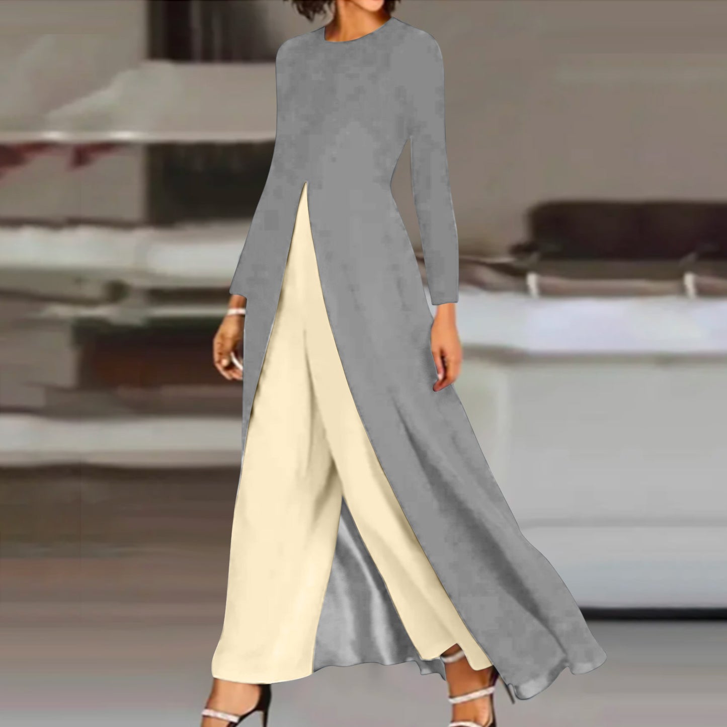 Ladies' fashionable ensemble with asymmetrical cut Ivyshape