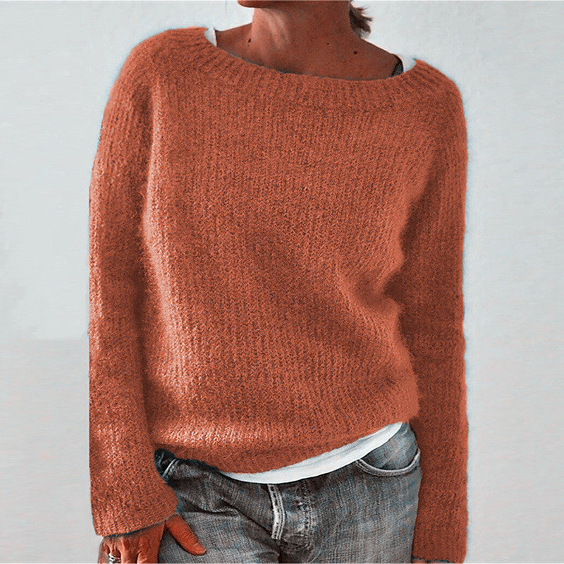 IvyShape | Basic Round Neck Fashion Versatile Knitted Sweater