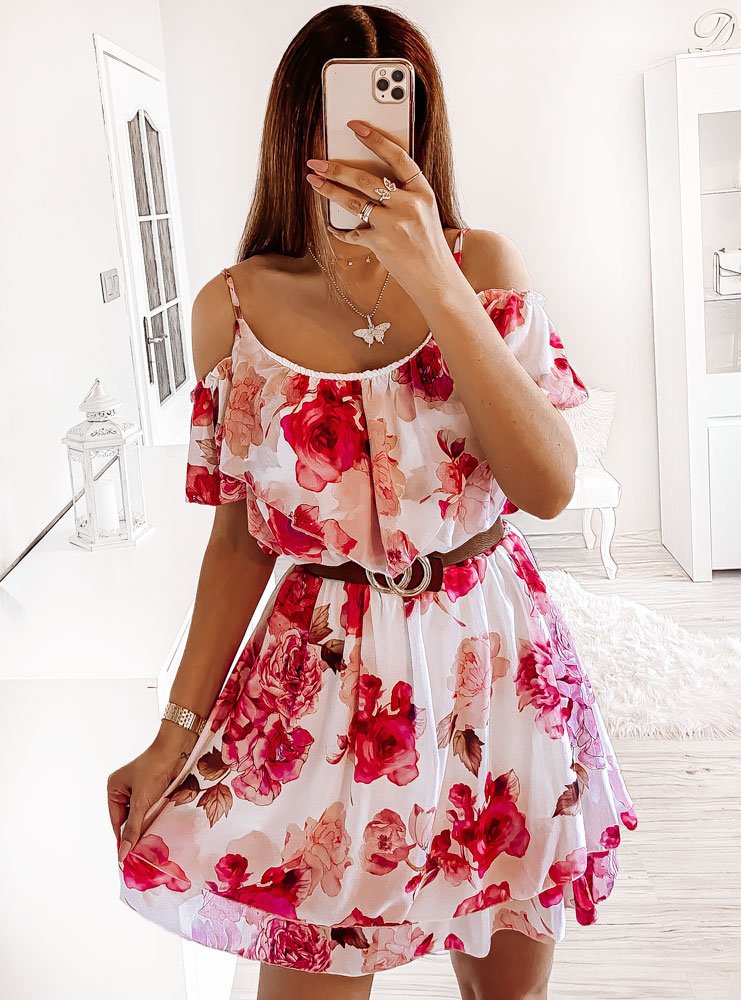 Ladies summer dress with fresh floral pattern and elastic top Ivyshape