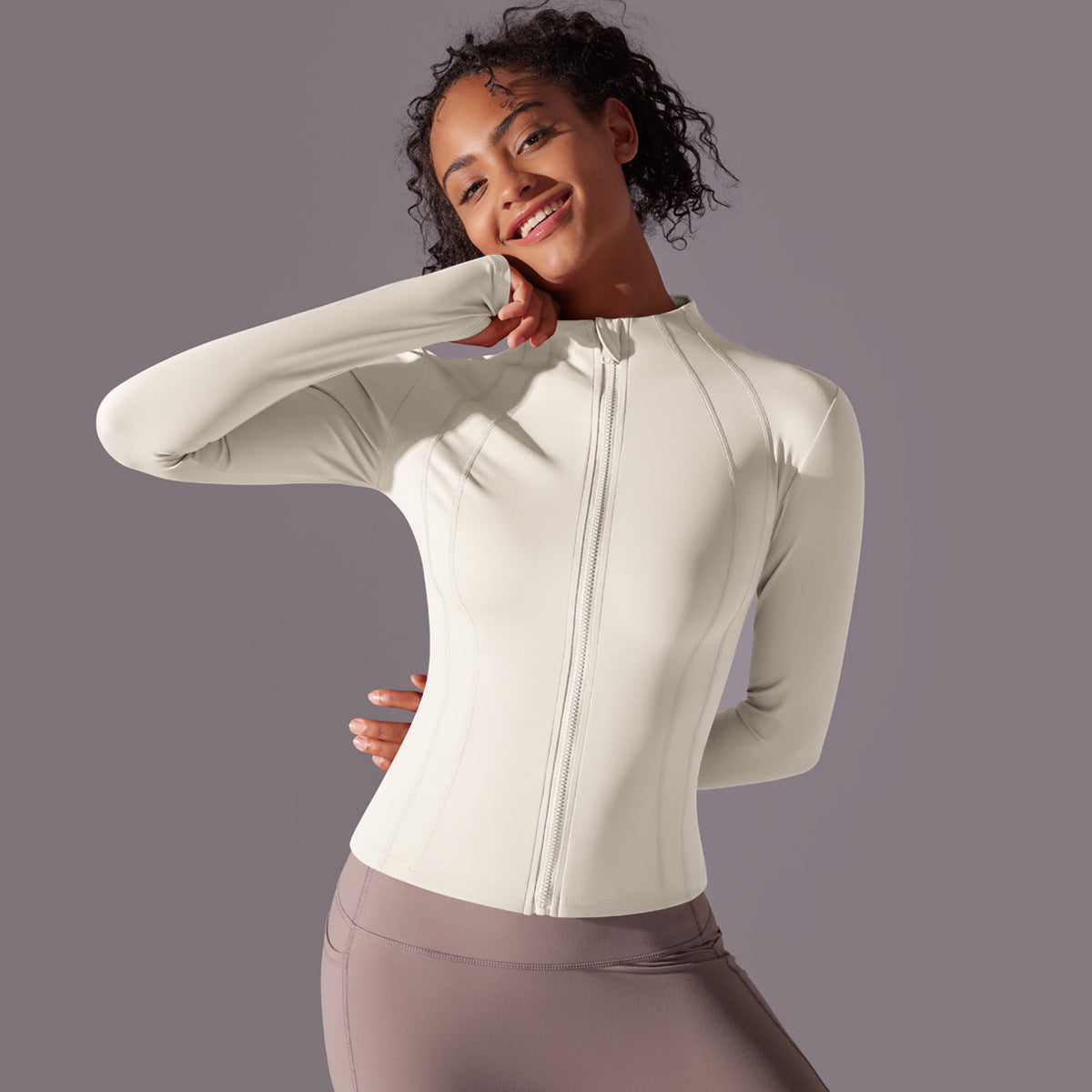 Ladies sporty functional jacket with elastic zipper and figure-flattering cut Ivyshape