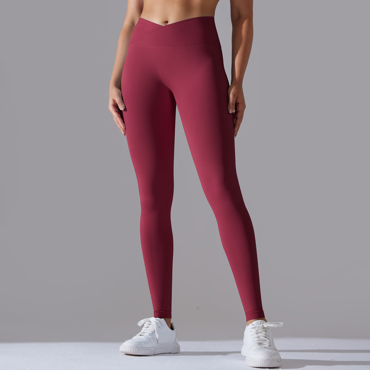 Women's High-Waisted Fitness Leggings with Functional Seam Detailing and High Elasticity Ivyshape