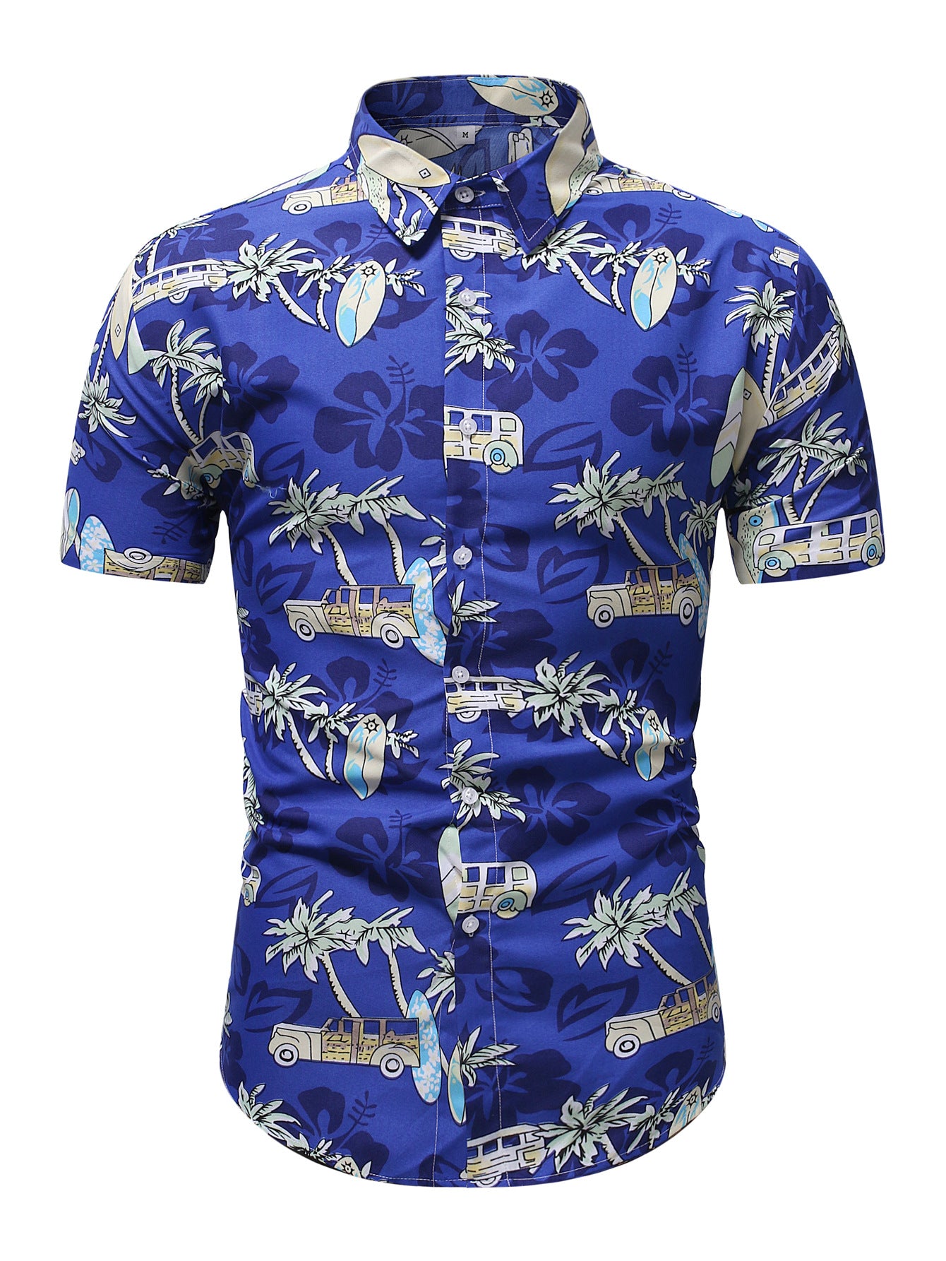 Men's Short Sleeve Shirt with Tropical Pattern Ivyshape