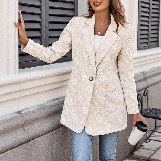 Women Fashionable Blazer with Floral Details Ivyshape