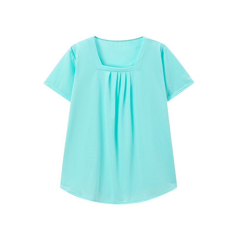 Women Pleated Square Neck Top Ivyshape