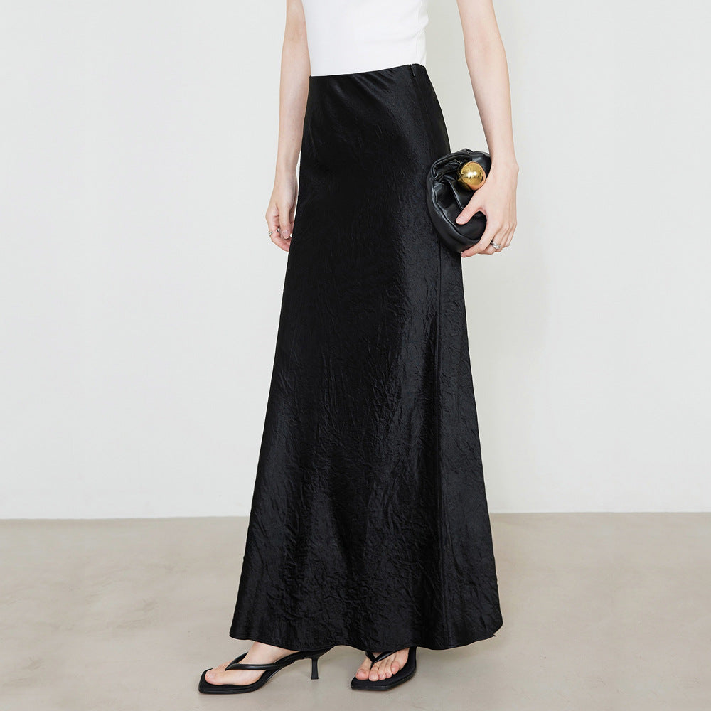 Women Elegant Maxi Skirt made of satinized viscose Ivyshape