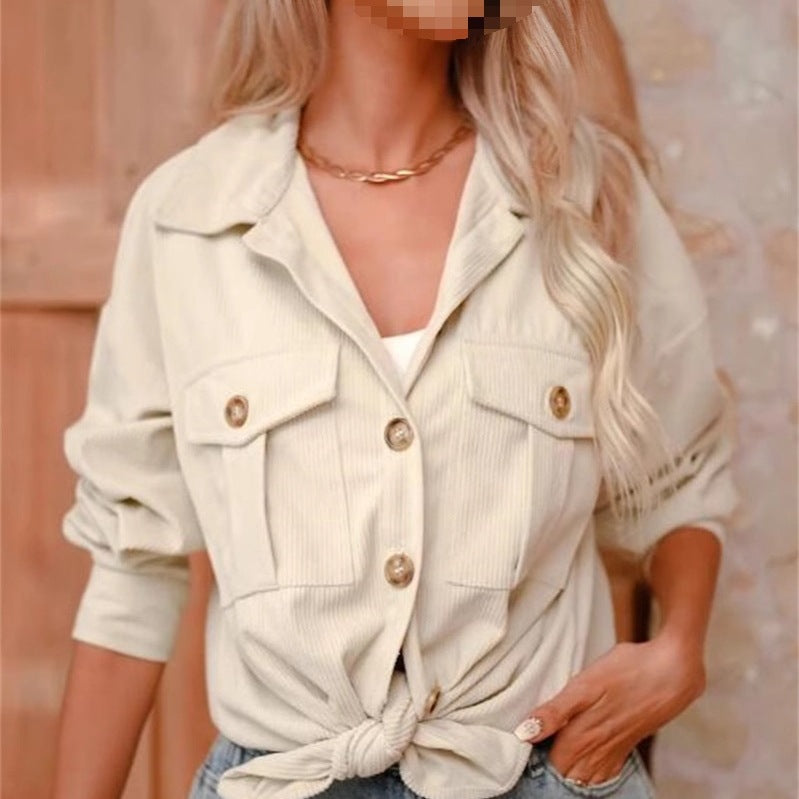 Women's utility jacket with detailed button and pocket design Ivyshape