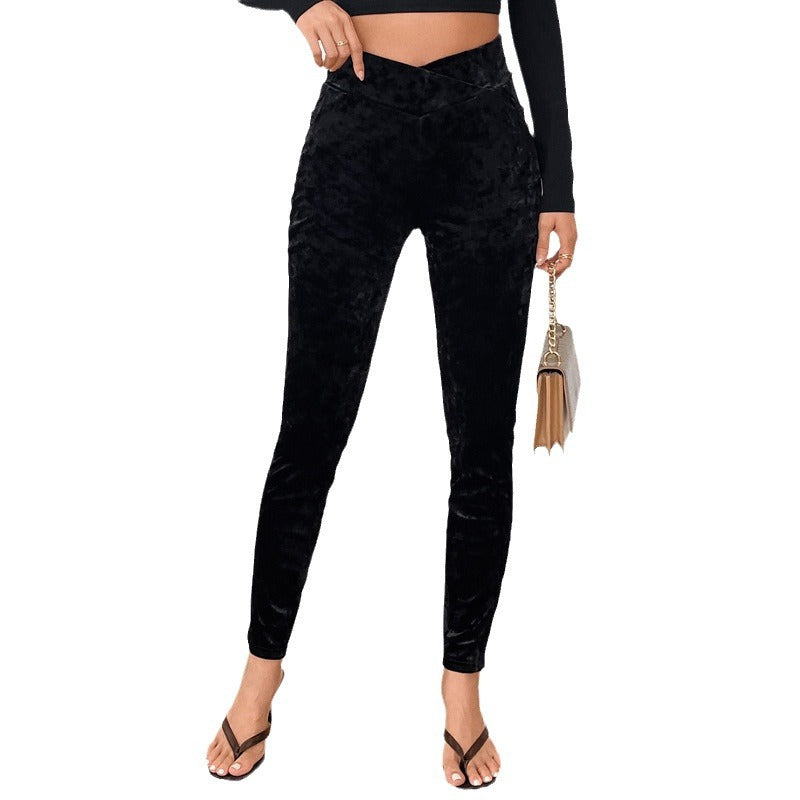 IvyShape | Velvet Slim Fit Casual Leggings Long Pants