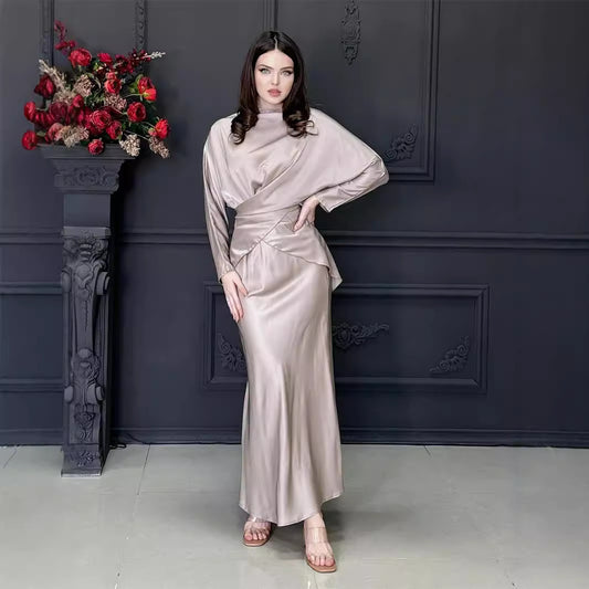 Elegant Satin Wrap Maxi Dress for Women Ivyshape