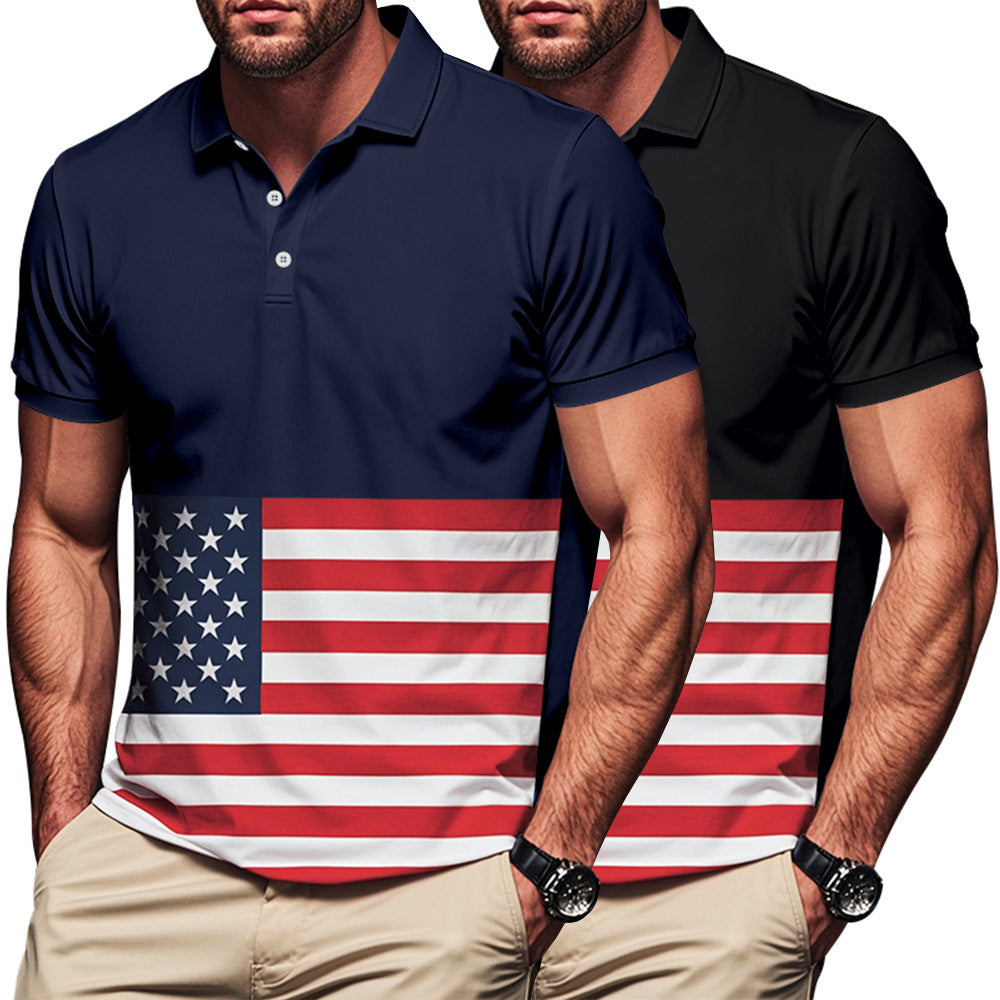 Men's polo shirt with flag motif and classic collar Ivyshape