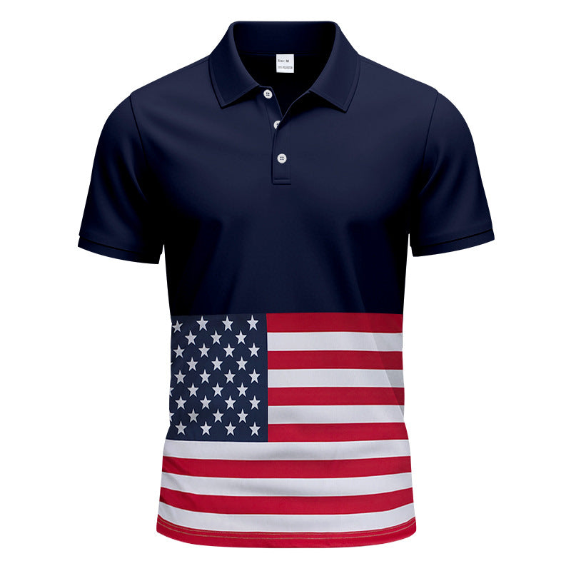 Men's polo shirt with unique flag motif and modern Ivyshape fit