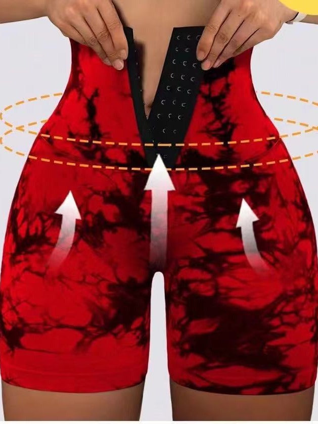 Women's Fashion Bike Shorts with Adjustable Waistband and Unique Tie-Dye Design Ivyshape