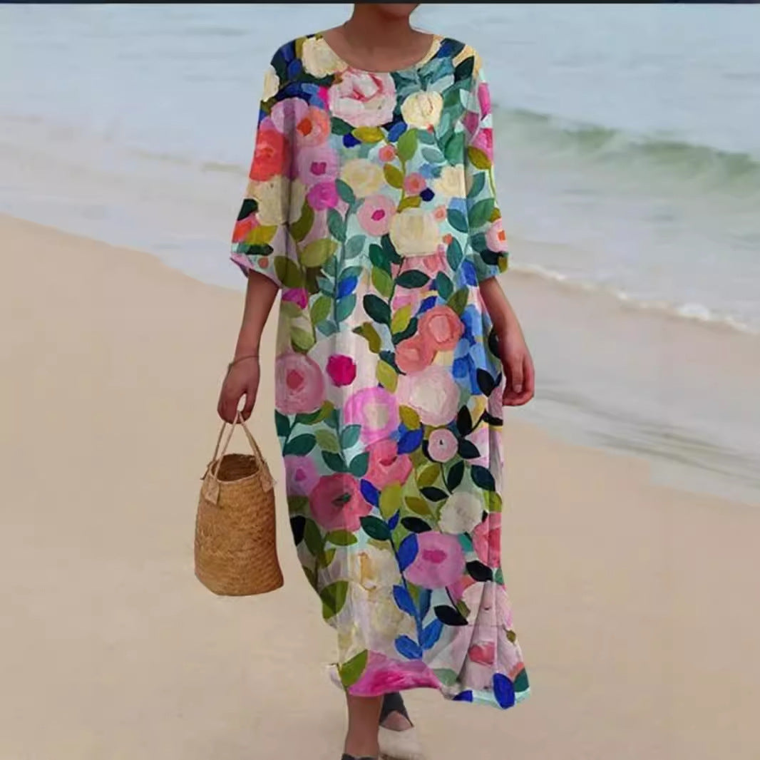 Ladies maxidress with floral design and casual cut Ivyshape