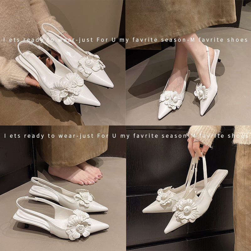 Women's slingback pumps with floral appliqués and elegant design Ivyshape