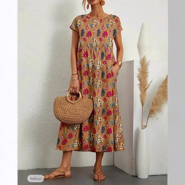 Women’s maxi dress with casual cut and floral pattern Ivyshape