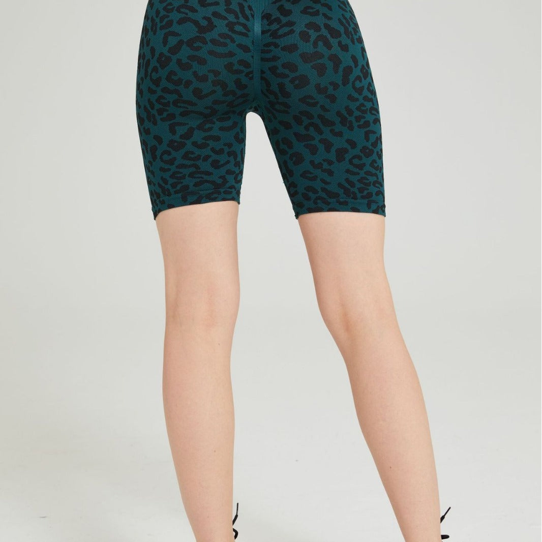 Women's Sporty Bike Shorts with Innovative Leopard Pattern Ivyshape