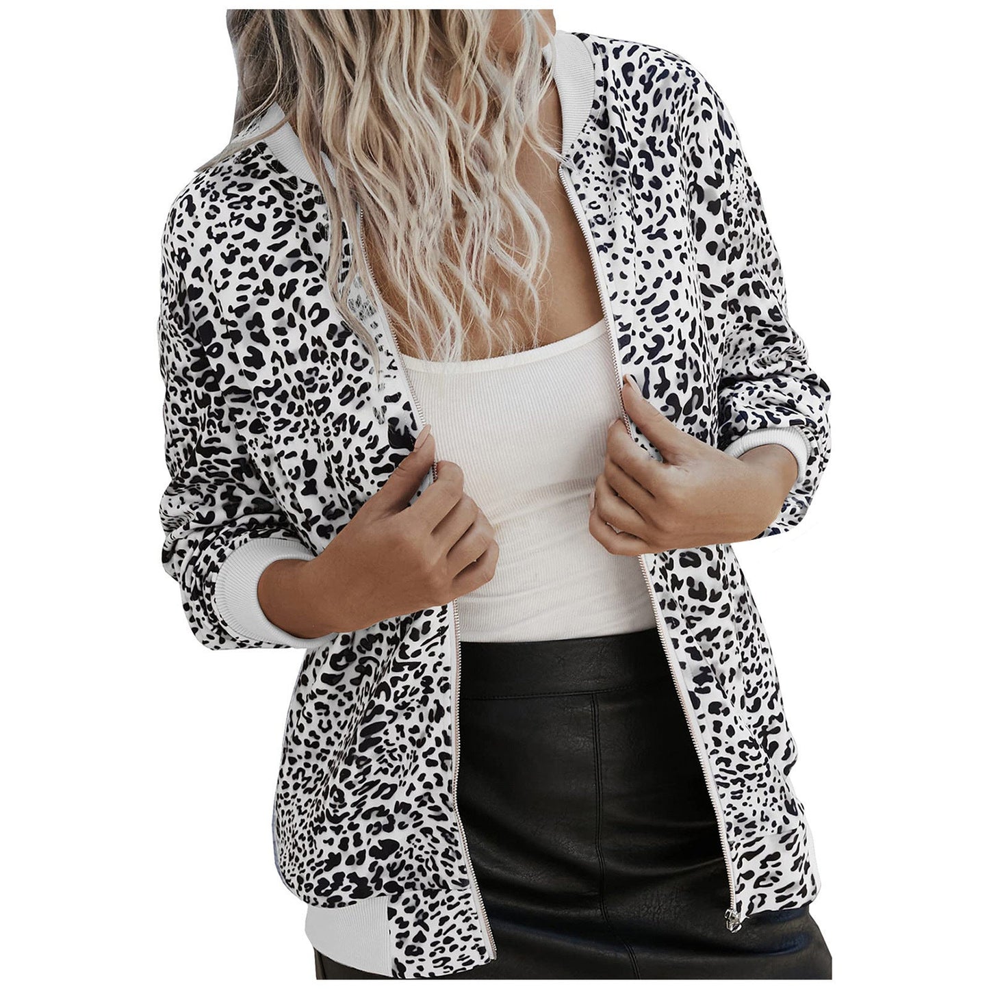 Ivyshape | Leopard Print Stand Collar Jacket