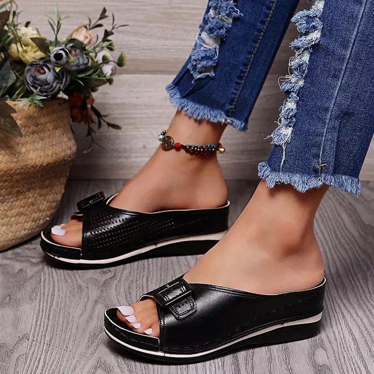 Women's Comfortable and Stylish Wedge Mules Ivyshape