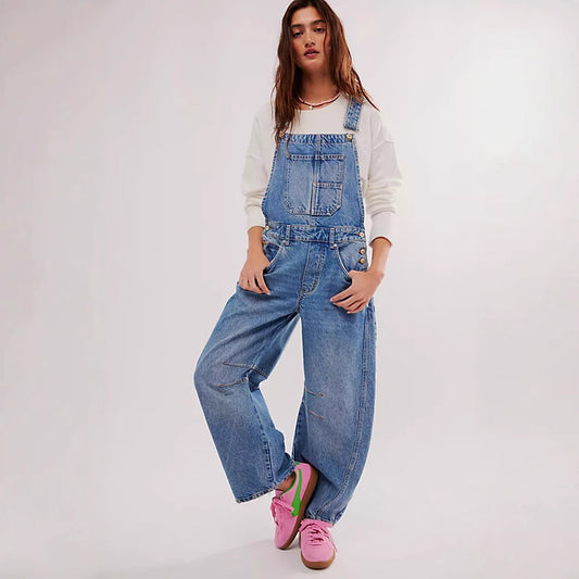 Women's Casual Denim Overalls with Wide Leg Ivyshape